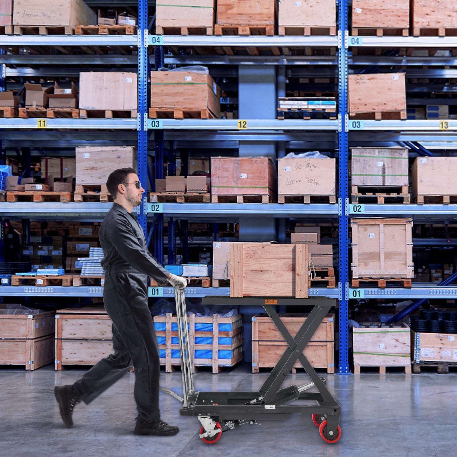 Hydraulic Lift Table Cart, 330lbs Capacity 28.5" Lifting Height, Manual Single Scissor Lift Table with 4 Wheels and Non-slip Pad, Hydraulic Scissor Cart for Material Handling, Black - Image 8
