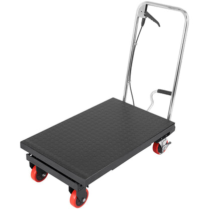 Hydraulic Lift Table Cart, 330lbs Capacity 28.5" Lifting Height, Manual Single Scissor Lift Table with 4 Wheels and Non-slip Pad, Hydraulic Scissor Cart for Material Handling, Black - Image 9