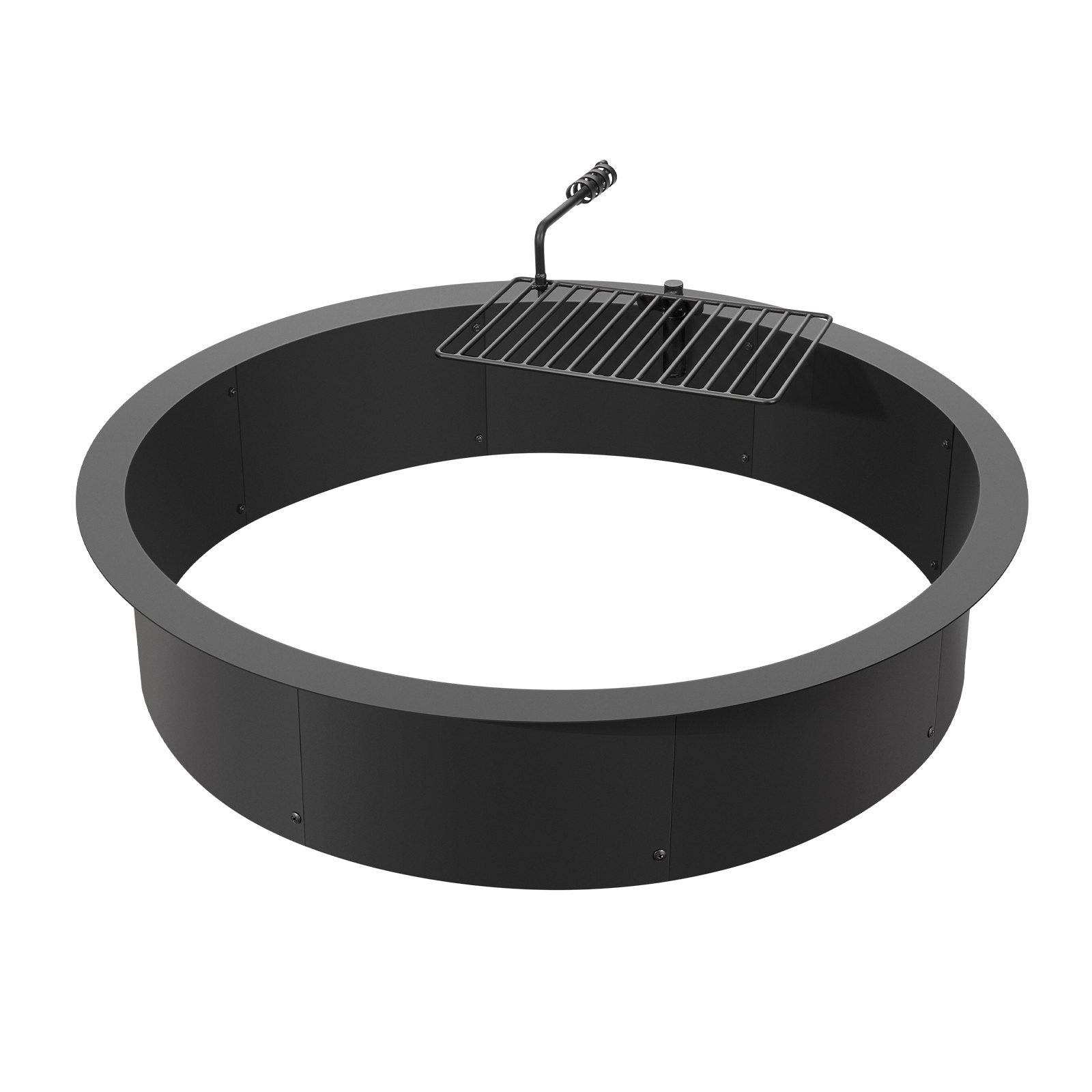 Fire Pit Ring, Fire Pit Insert with Barbecue Fire Ring, 40-In Outer/36-In Inner Diameter, 8.5in Height, Carbon Steel Liner DIY Campfire Ring above/In-Ground, for Outdoor Camping, Bonfires - Image 9
