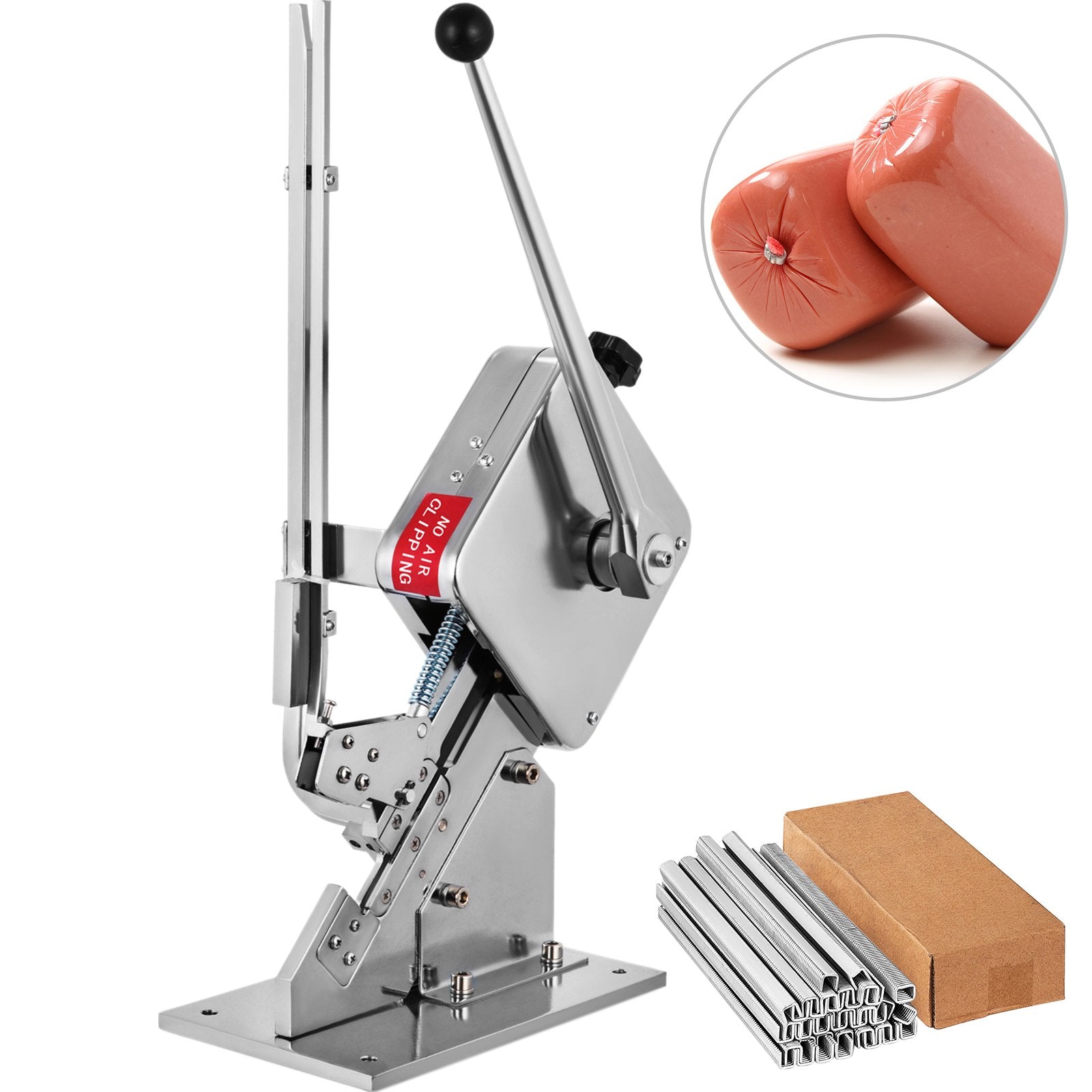 Manual U-shape Sausage Clipper Clipping Machine Food Clipping Maker for Sausage Packing Sealing with 2 Boxes of Buckles 8000pcs
