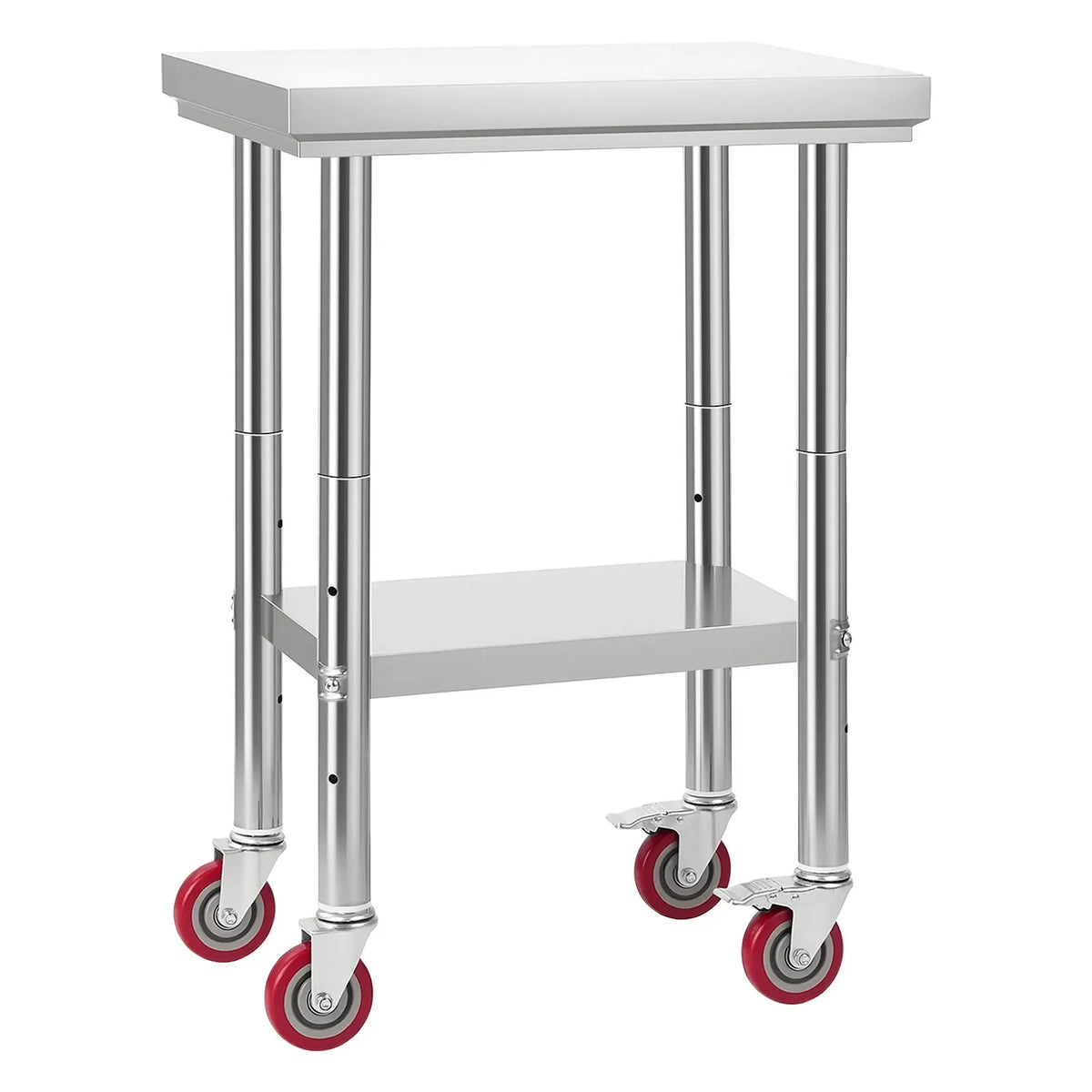 Stainless Steel Table, 61 x 45 cm Food Prep Worktable with Wheels, Kitchen Prep Table with Adjustable Undershelf Workstations for Commercial Kitchen, Restaurant, Hotel and Garage, Outdoor - Image 9