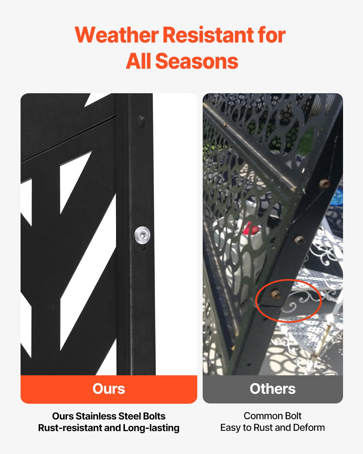 Metal Privacy Screen, 47" W x 72" H, Outdoor Privacy Screens 5-Panel, Freestanding Outdoor Divider with Stand, Decorative Garden Steel Privacy Fence for Balcony Patio Indoor Room Black - Image 4