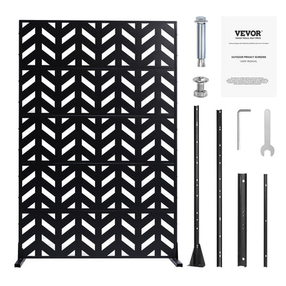 Metal Privacy Screen, 47" W x 72" H, Outdoor Privacy Screens 5-Panel, Freestanding Outdoor Divider with Stand, Decorative Garden Steel Privacy Fence for Balcony Patio Indoor Room Black - Image 9