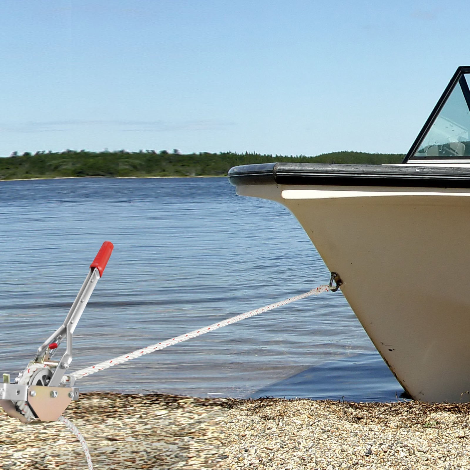 Rope Puller, 3/4 Ton Pulling Capacity, with 30.48 m of 15 mm dia. Rope, 2 Hook, Come Along Winch, Heavy Duty Ratchet Power Puller Tool for Moving Boats, Securing Items, Transporting Logs - Image 8
