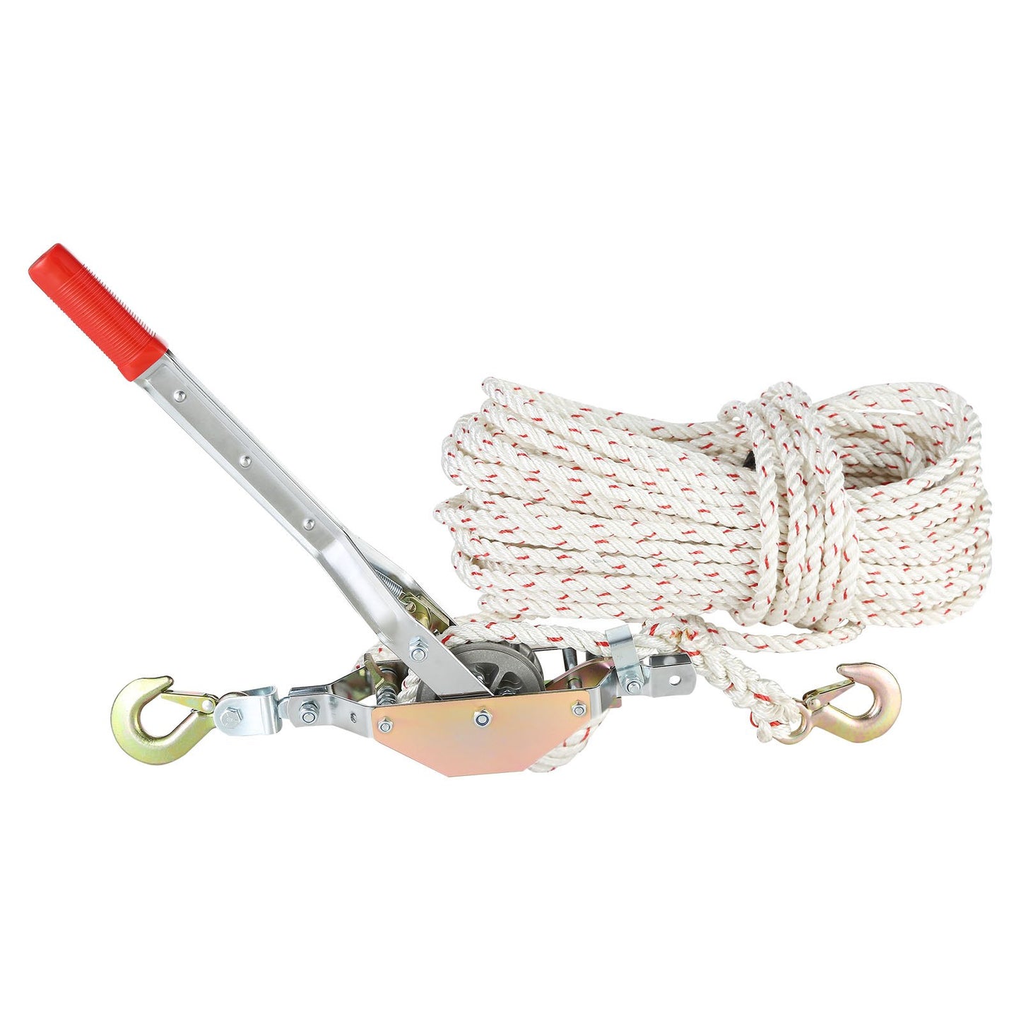Rope Puller, 3/4 Ton Pulling Capacity, with 30.48 m of 15 mm dia. Rope, 2 Hook, Come Along Winch, Heavy Duty Ratchet Power Puller Tool for Moving Boats, Securing Items, Transporting Logs - Image 9