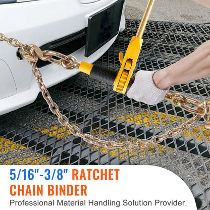 Ratchet Chain Binder, 5/16"-3/8" Heavy Duty Load Binders with G80 Chains, 7100 lbs Secure Load Limit, Labor-saving Anti-skid Handle, Tie Down Hauling Chain Binders for Flatbed Truck Trailer, 2 P - Image 2