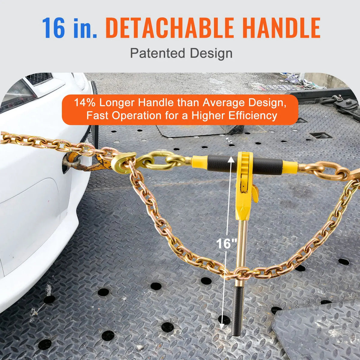 Ratchet Chain Binder, 5/16"-3/8" Heavy Duty Load Binders with G80 Chains, 7100 lbs Secure Load Limit, Labor-saving Anti-skid Handle, Tie Down Hauling Chain Binders for Flatbed Truck Trailer, 2 P - Image 4