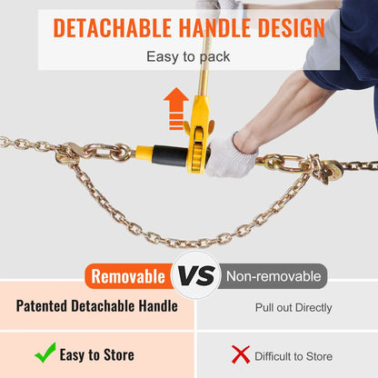 Ratchet Chain Binder, 5/16"-3/8" Heavy Duty Load Binders with G80 Chains, 7100 lbs Secure Load Limit, Labor-saving Anti-skid Handle, Tie Down Hauling Chain Binders for Flatbed Truck Trailer, 2 P - Image 6