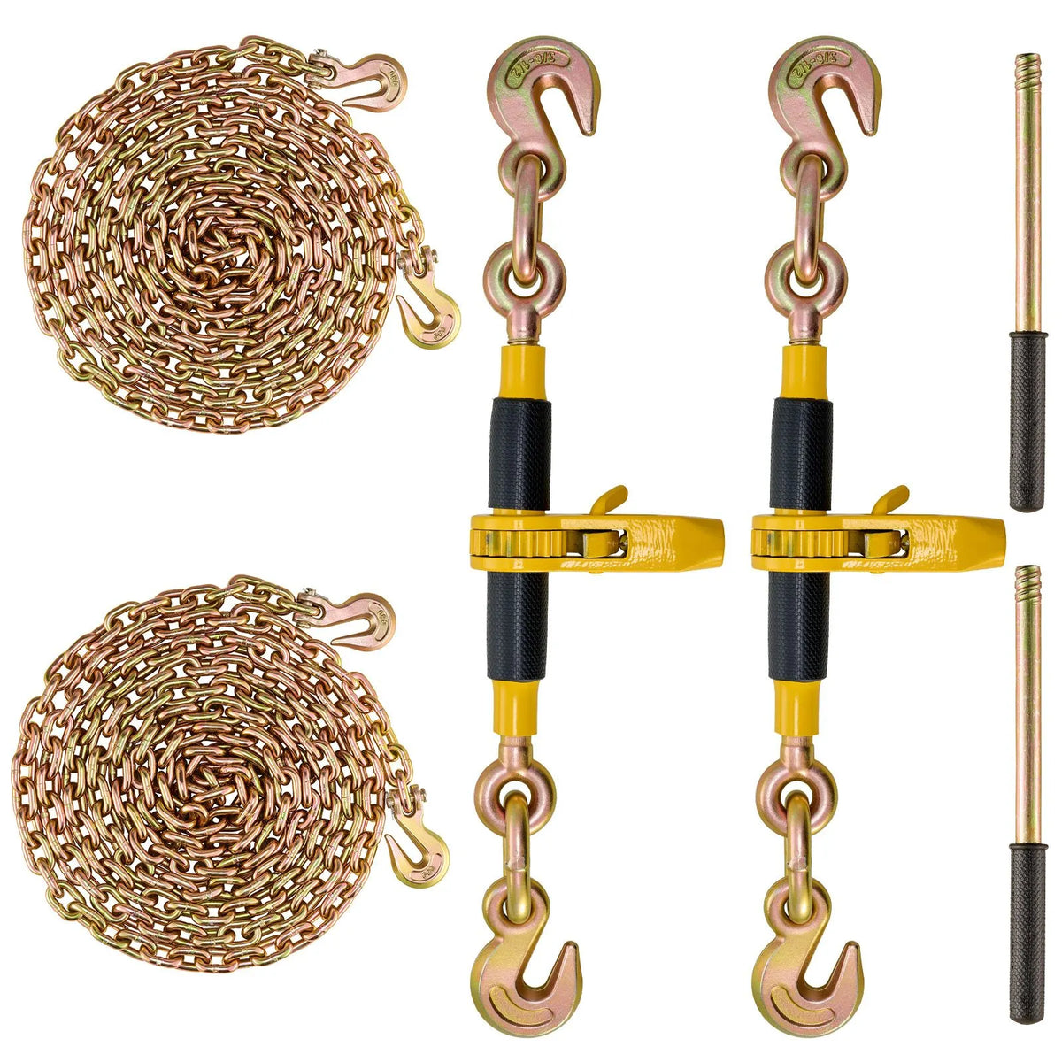 Ratchet Chain Binder, 5/16"-3/8" Heavy Duty Load Binders with G80 Chains, 7100 lbs Secure Load Limit, Labor-saving Anti-skid Handle, Tie Down Hauling Chain Binders for Flatbed Truck Trailer, 2 P - Image 9