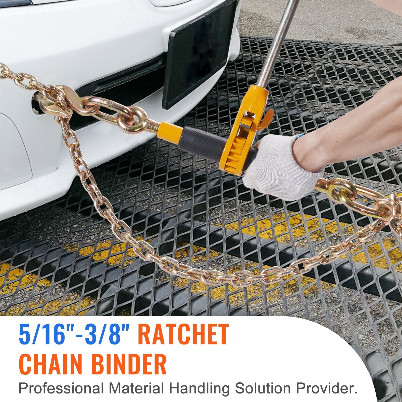 Ratchet Chain Binder, 5/16"-3/8" Heavy Duty Load Binders with G80 Chains, 7100 lbs Secure Load Limit, Labor-saving Anti-skid Handle, Tie Down Hauling Chain Binders for Flatbed Truck Trailer, 2 P - Image 2