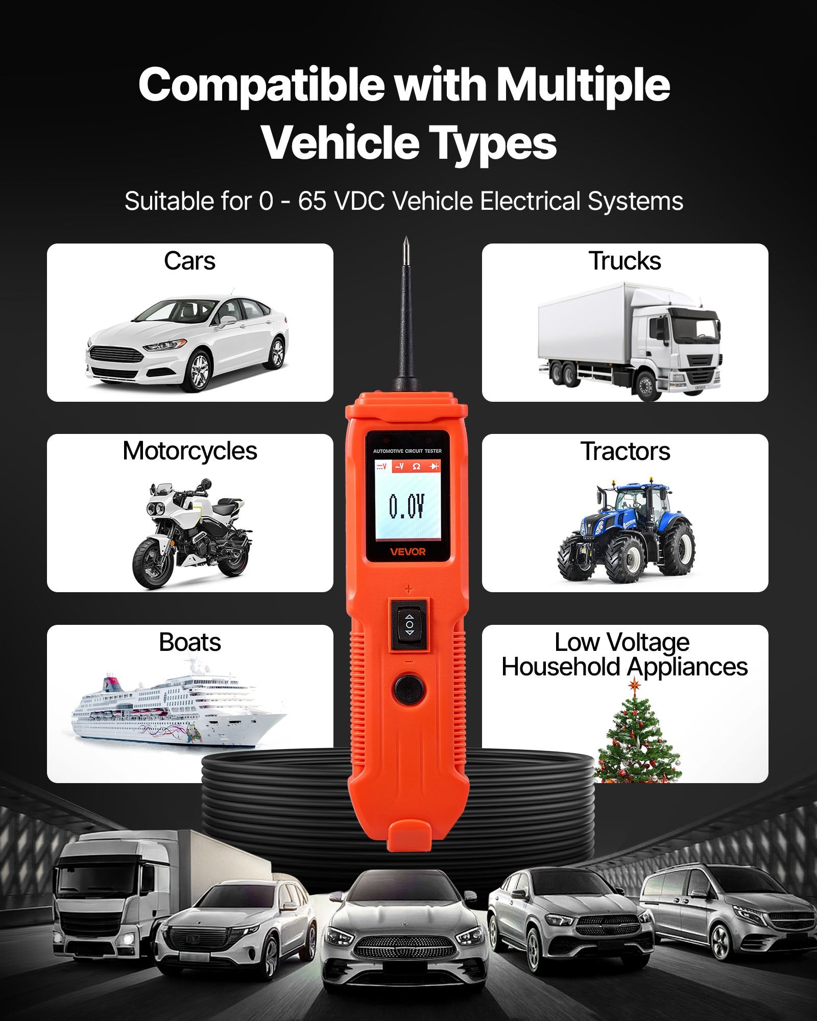 Automotive Circuit Tester, 8 - 35 DCV Power Circuit Probe Tester with TFT Color Display and Lighting, Automotive Power Tester Probe with 13 ft / 4 m Cable, ABS Shell Electrical Detector Finder - Image 3