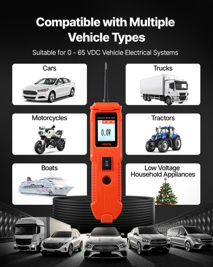 Automotive Circuit Tester, 8 - 35 DCV Power Circuit Probe Tester with TFT Color Display and Lighting, Automotive Power Tester Probe with 13 ft / 4 m Cable, ABS Shell Electrical Detector Finder - Image 3