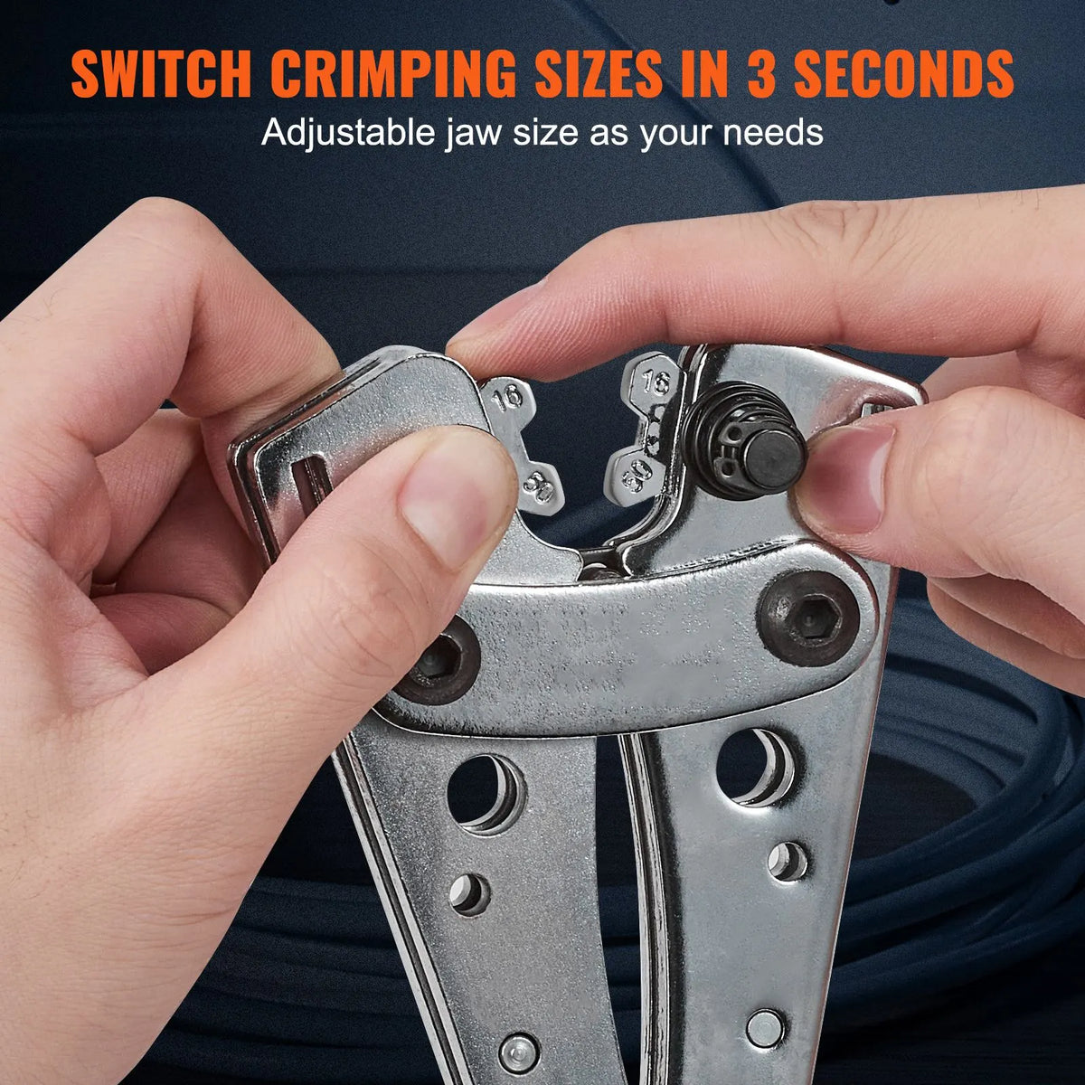 Battery Cable Lug Crimping Tool, 10-1/0AWG with Cable Cutter and 95PCS Copper Ring Terminals, 6 Wire Sizes Crimping Die and 100pcs Heat Shrink Tubes, for Heavy Duty Wire Lugs - Image 5