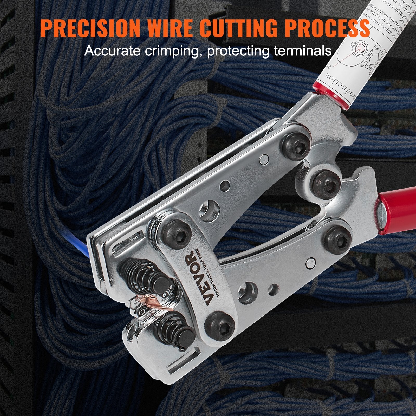Battery Cable Lug Crimping Tool, 10-1/0AWG with Cable Cutter and 95PCS Copper Ring Terminals, 6 Wire Sizes Crimping Die and 100pcs Heat Shrink Tubes, for Heavy Duty Wire Lugs - Image 3