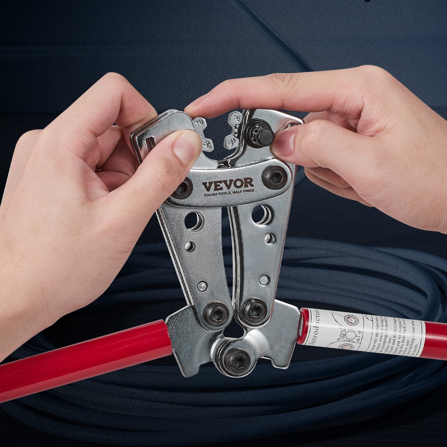 Battery Cable Lug Crimping Tool, 10-1/0AWG with Cable Cutter and 95PCS Copper Ring Terminals, 6 Wire Sizes Crimping Die and 100pcs Heat Shrink Tubes, for Heavy Duty Wire Lugs - Image 8
