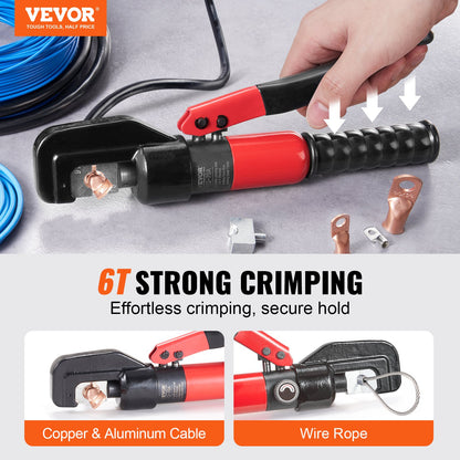 Hydraulic Crimping Tool with 9 Sets of Dies AWG12-2/0 Copper And Aluminum Terminal Battery Lug Crimper, with a Cutting Pliers, Gloves, 5pcs Copper Ring Connectors, 8pcs Heat Shrink Sleeves - Image 2