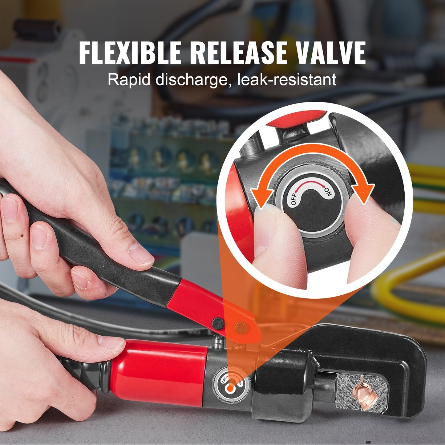 Hydraulic Crimping Tool with 9 Sets of Dies AWG12-2/0 Copper And Aluminum Terminal Battery Lug Crimper, with a Cutting Pliers, Gloves, 5pcs Copper Ring Connectors, 8pcs Heat Shrink Sleeves - Image 5