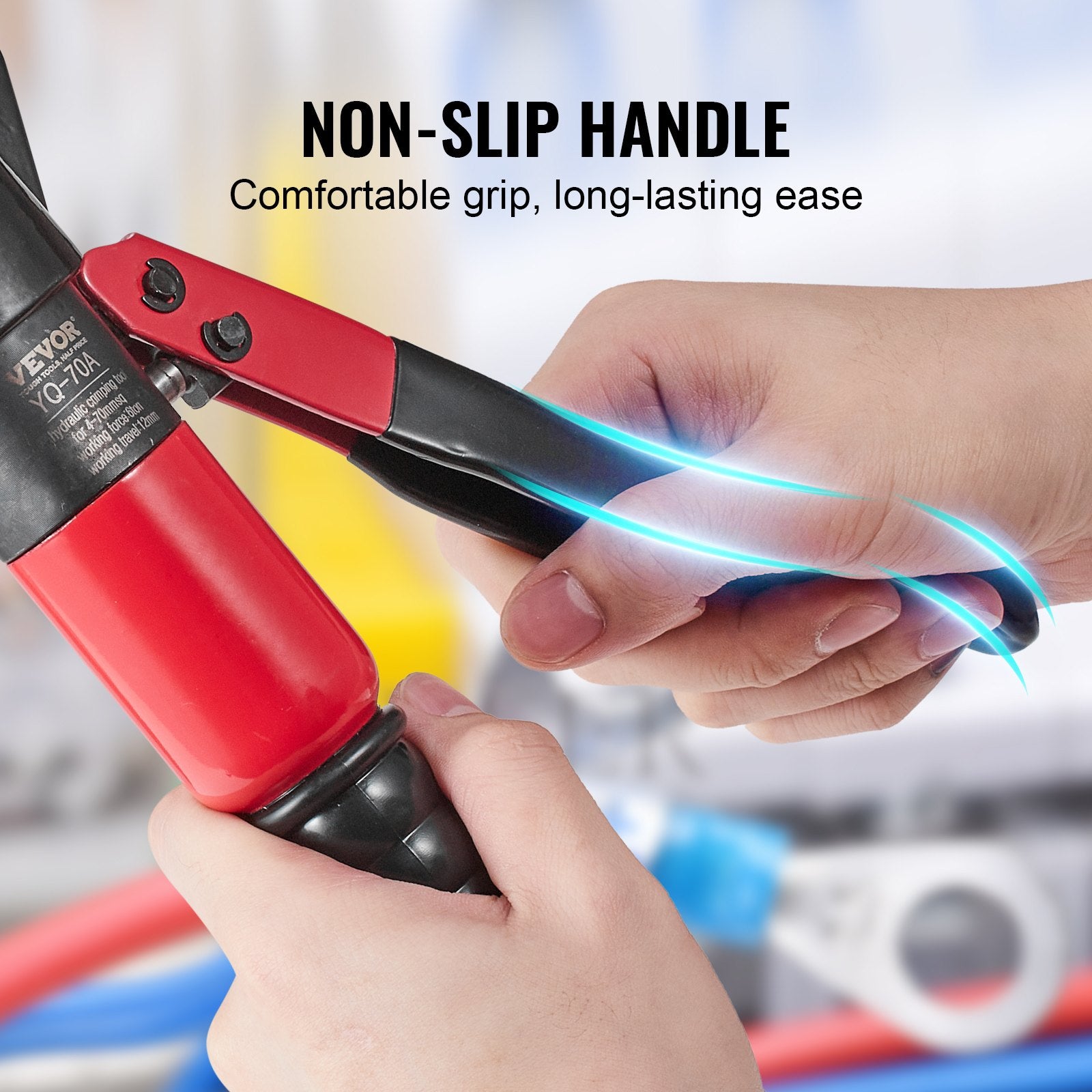 Hydraulic Crimping Tool with 9 Sets of Dies AWG12-2/0 Copper And Aluminum Terminal Battery Lug Crimper, with a Cutting Pliers, Gloves, 5pcs Copper Ring Connectors, 8pcs Heat Shrink Sleeves - Image 6