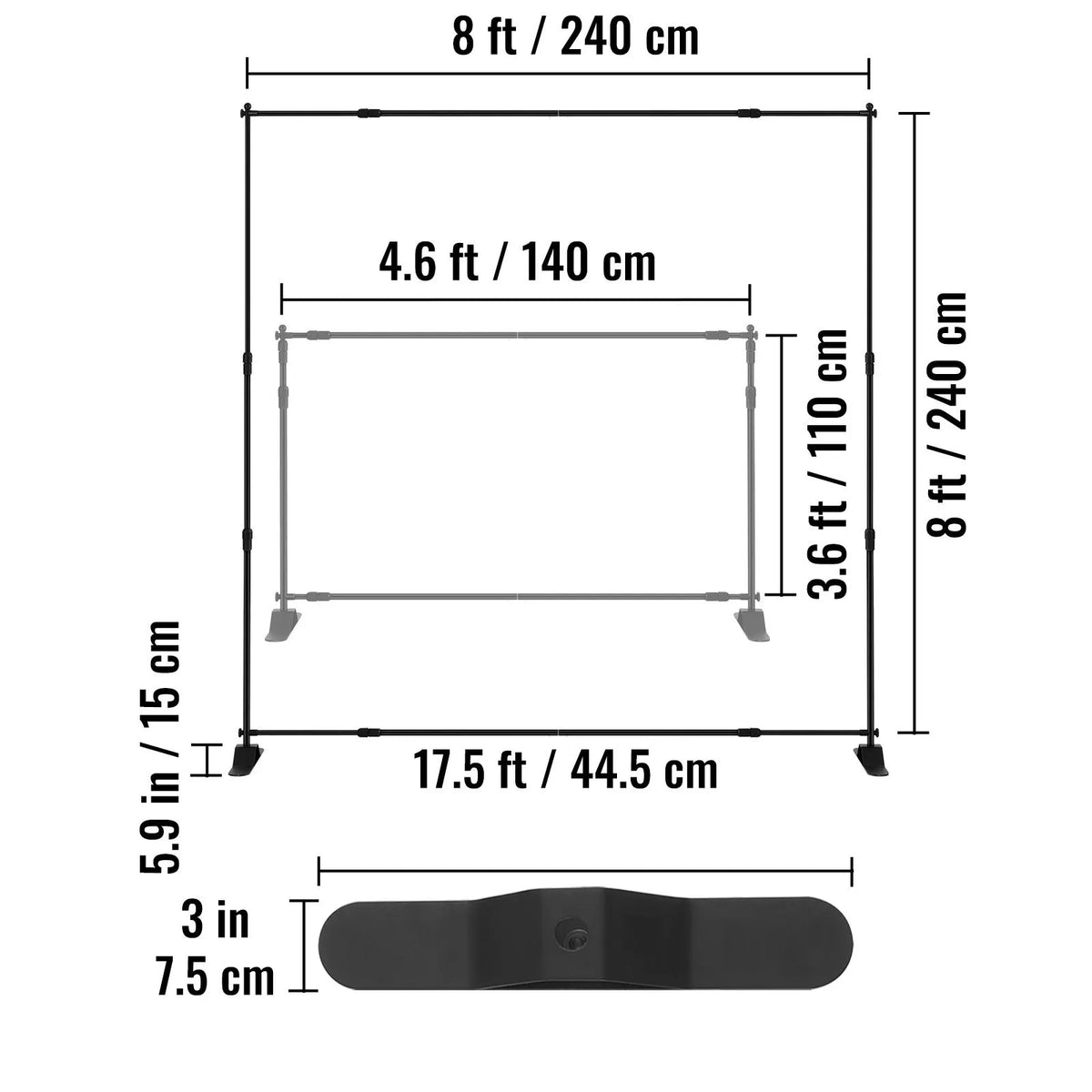 Telescopic Backdrop Banner Stand 8' x 8' Banner Stand Adjustable Step and Repeat Backdrop Banner Stand Retractable Banner Stand with Carrying Bag (8 ft) - Image 8