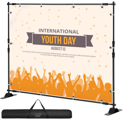 Telescopic Backdrop Banner Stand 8' x 8' Banner Stand Adjustable Step and Repeat Backdrop Banner Stand Retractable Banner Stand with Carrying Bag (8 ft) - Image 9