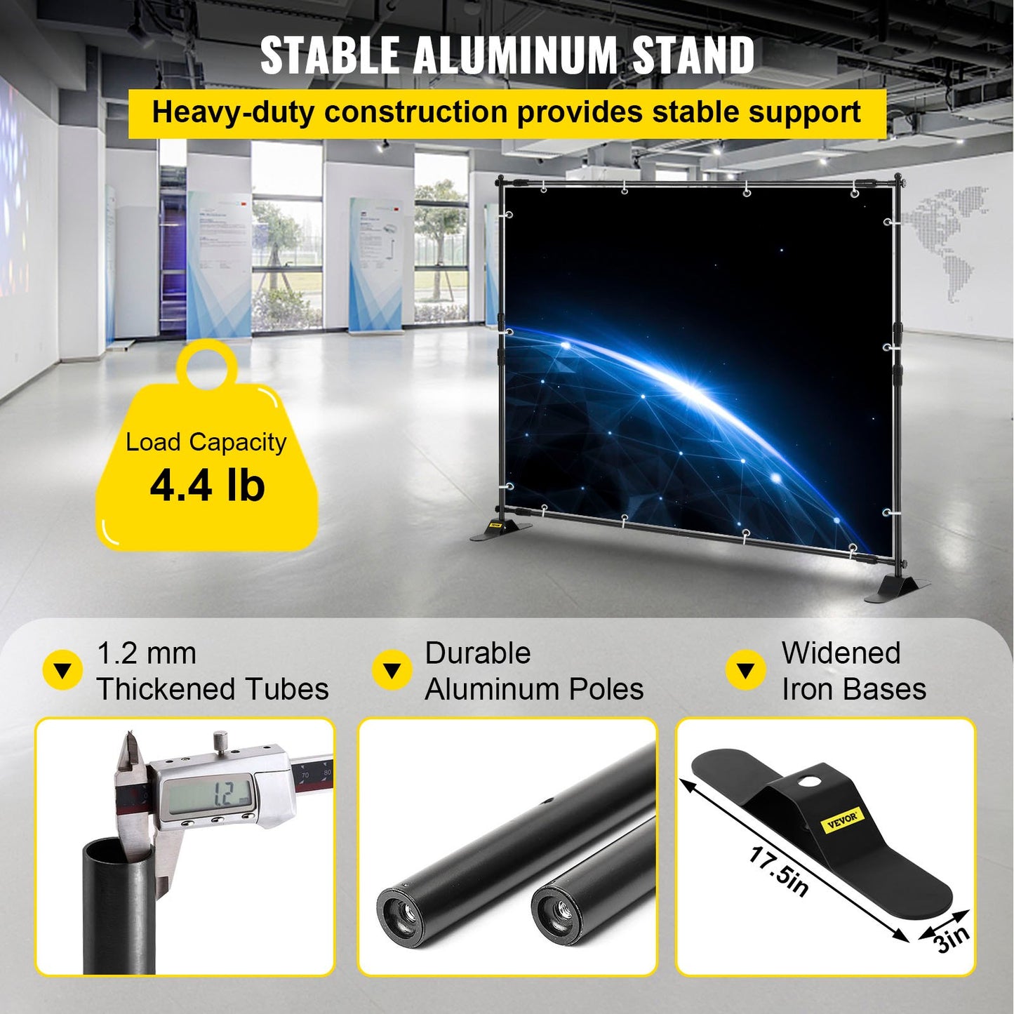 Telescopic Backdrop Banner Stand 8' x 8' Banner Stand Adjustable Step and Repeat Backdrop Banner Stand Retractable Banner Stand with Carrying Bag (8 ft) - Image 3