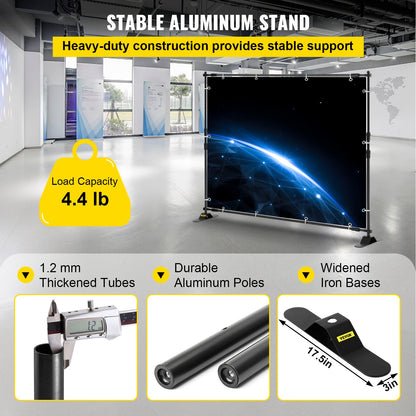 Telescopic Backdrop Banner Stand 8' x 8' Banner Stand Adjustable Step and Repeat Backdrop Banner Stand Retractable Banner Stand with Carrying Bag (8 ft) - Image 3