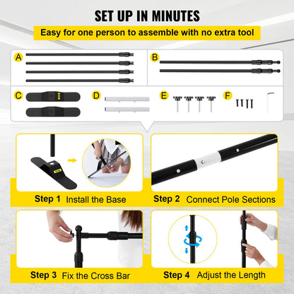 Telescopic Backdrop Banner Stand 8' x 8' Banner Stand Adjustable Step and Repeat Backdrop Banner Stand Retractable Banner Stand with Carrying Bag (8 ft) - Image 5