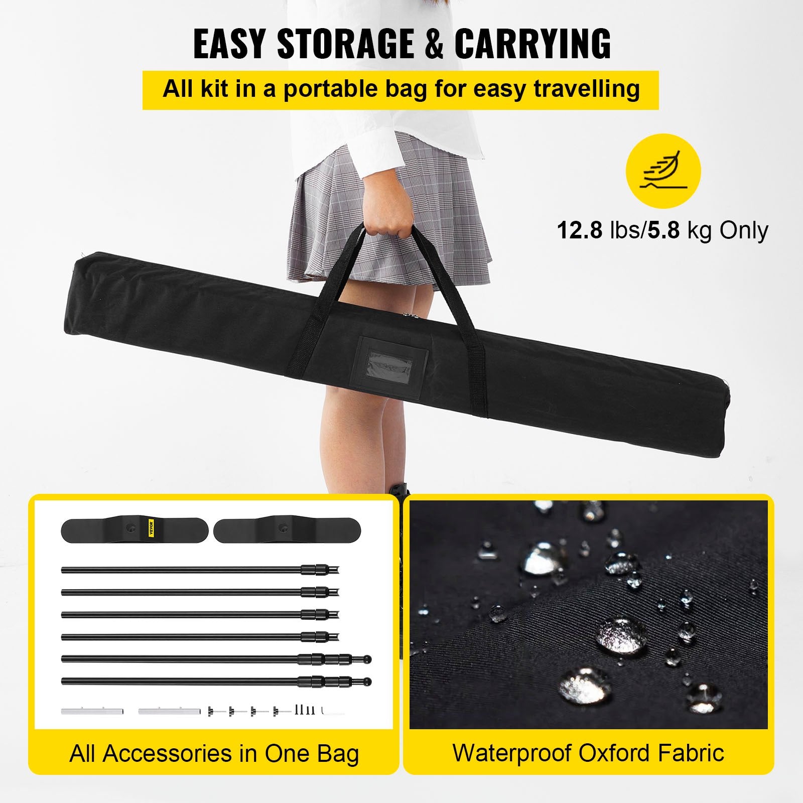 Telescopic Backdrop Banner Stand 8' x 8' Banner Stand Adjustable Step and Repeat Backdrop Banner Stand Retractable Banner Stand with Carrying Bag (8 ft) - Image 6