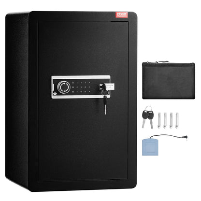 Single Door 3.5 cu.ft Safe Box with Key Lock & Password, Safe Lock Box with Fireproof Bag, Key Rack, LED Light, and 2 Shelves for Money, Documents, Jewelry, and Valuables, Black - Image 9
