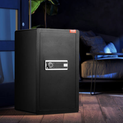 Single Door 4.0 cu.ft Safe Box with Key Lock & Password, Safe Lock Box with Fireproof Bag, Key Rack, LED Light, 2 Shelves, and 1 Cabinet for Money, Documents, Jewelry, and Valuables, Black - Image 8