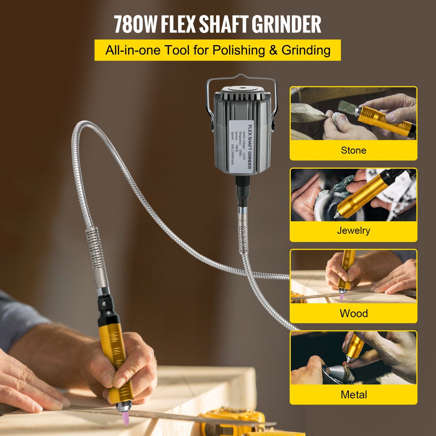 Flex Shaft Grinder Rotary Tool 780W 6.5mm Chuck w/ Foot Pedal 45 Accessory - Image 2
