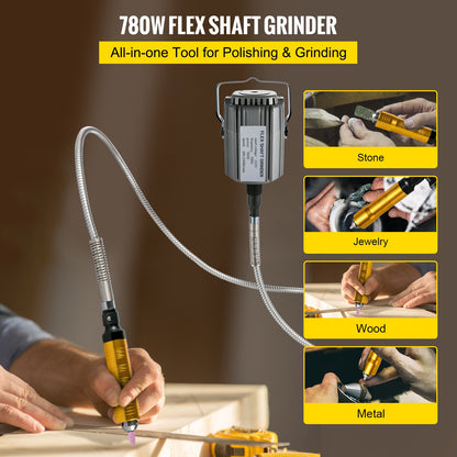 Flex Shaft Grinder Rotary Tool 780W 6.5mm Chuck w/ Foot Pedal 45 Accessory - Image 2