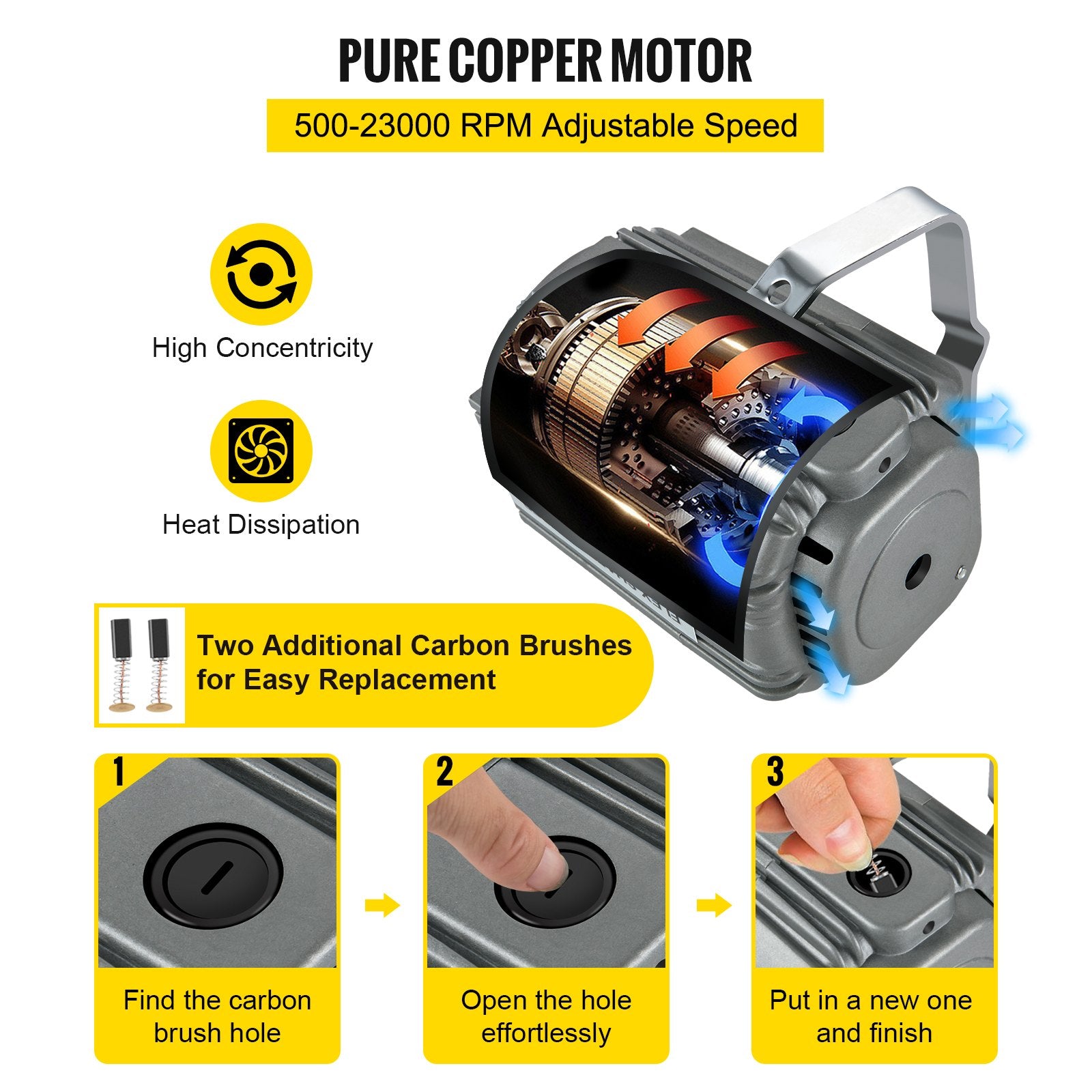 Flex Shaft Grinder Rotary Tool 780W 6.5mm Chuck w/ Foot Pedal 45 Accessory - Image 3