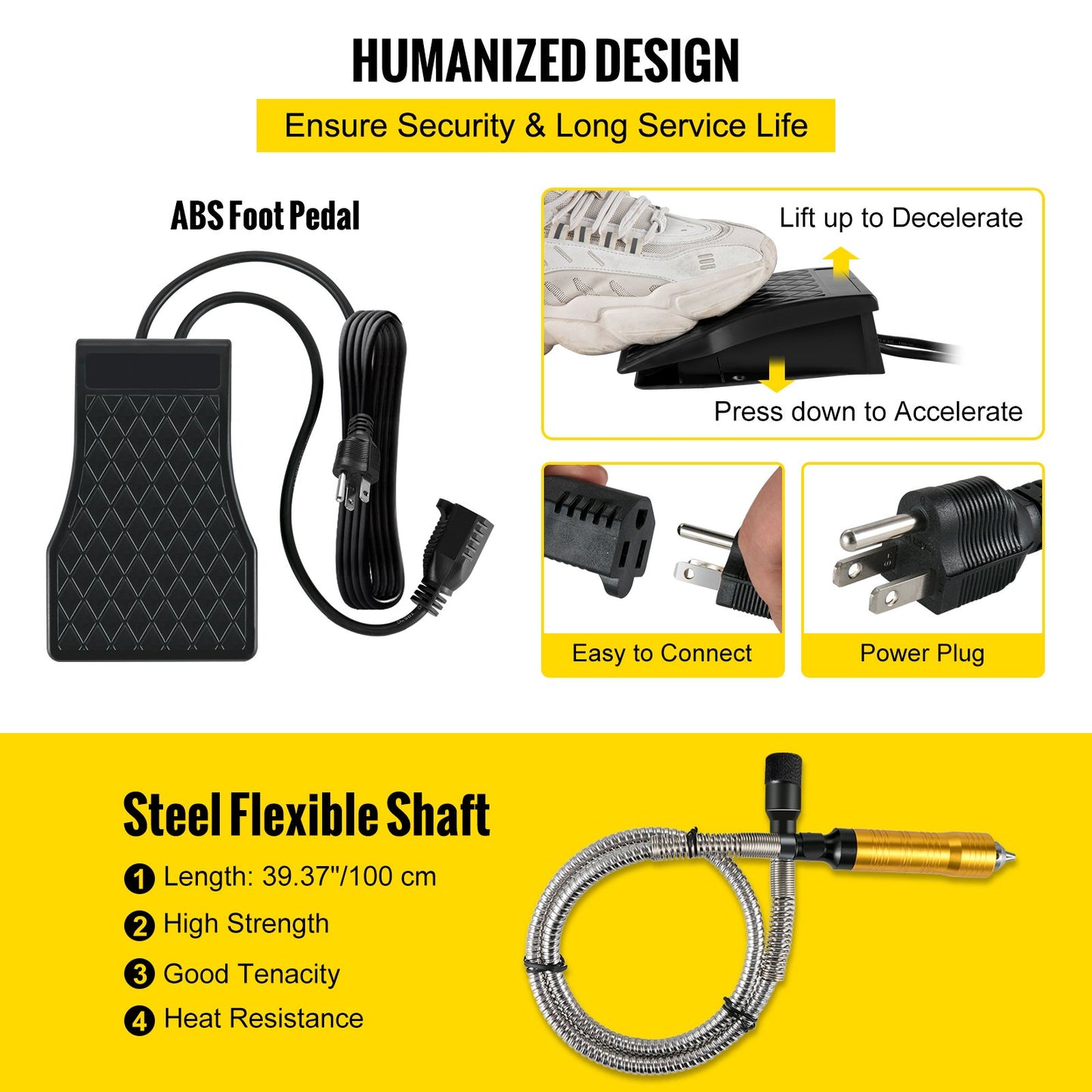 Flex Shaft Grinder Rotary Tool 780W 6.5mm Chuck w/ Foot Pedal 45 Accessory - Image 5