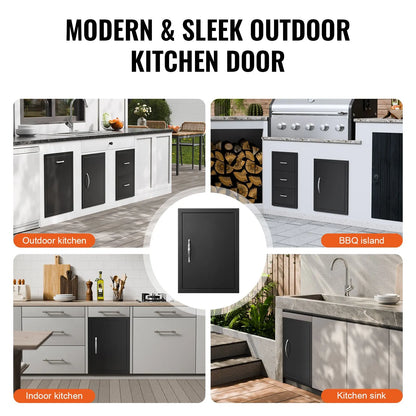 BBQ Access Door, 415x570 mm Single Outdoor Kitchen Door, Cold Plate Flush Mount Door, Wall Vertical Door with Handle, for BBQ Island, Grilling Station, Outside Cabinet - Image 6