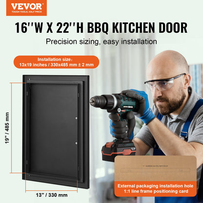 BBQ Access Door, 415x570 mm Single Outdoor Kitchen Door, Cold Plate Flush Mount Door, Wall Vertical Door with Handle, for BBQ Island, Grilling Station, Outside Cabinet - Image 2