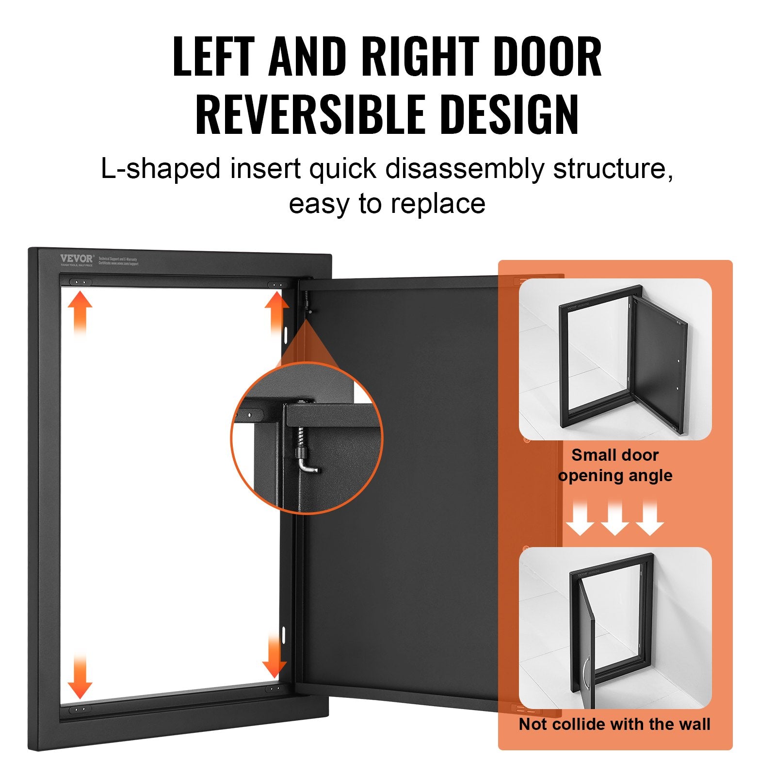 BBQ Access Door, 415x570 mm Single Outdoor Kitchen Door, Cold Plate Flush Mount Door, Wall Vertical Door with Handle, for BBQ Island, Grilling Station, Outside Cabinet - Image 4