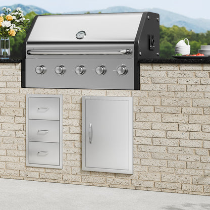 BBQ Access Door, 432x610 mm Single Outdoor Kitchen Door, Stainless Steel Flush Mount Door, Wall Vertical Door with Handle, for BBQ Island, Grilling Station, Outside Cabinet - Image 8