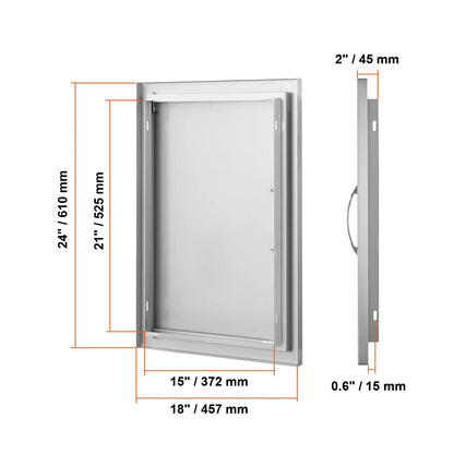 BBQ Access Door, 457x610 mm Single Outdoor Kitchen Door, Stainless Steel Flush Mount Door, Wall Vertical Door with Handle, for BBQ Island, Grilling Station, Outside Cabinet - Image 8