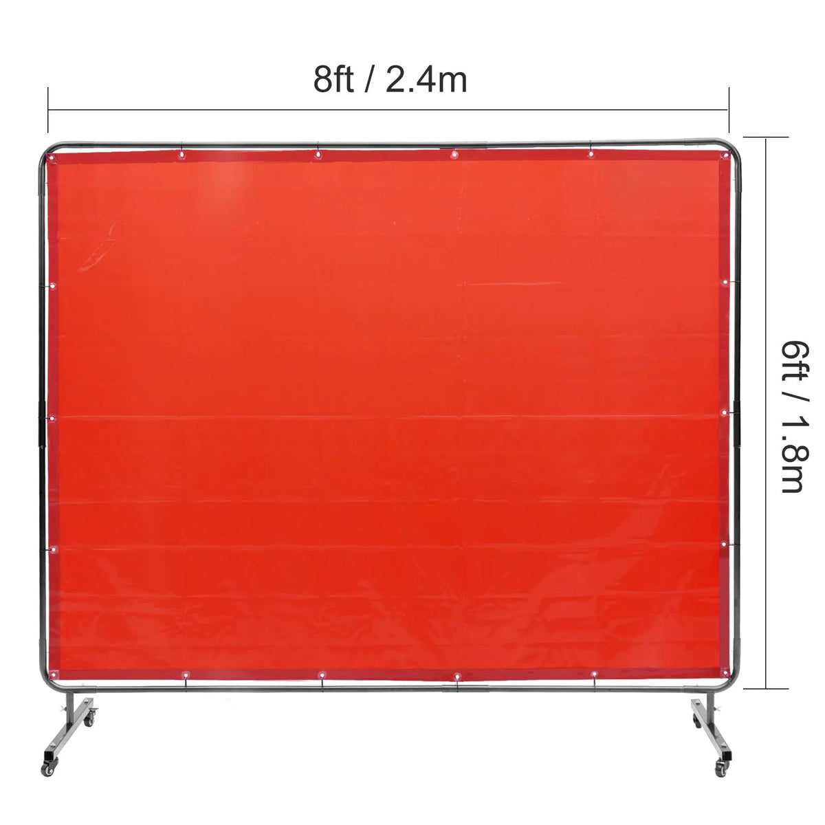 Welding Screen with Frame, 6' x 8' Welding Curtain Screen, Flame-Resistant Vinyl Welding Protection Screen on 4 Swivel Wheels (2 Lockable), Moveable & Professional for Workshop/Industrial, Red - Image 8