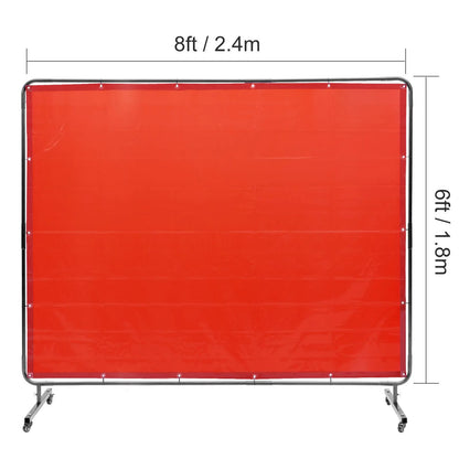 Welding Screen with Frame, 6' x 8' Welding Curtain Screen, Flame-Resistant Vinyl Welding Protection Screen on 4 Swivel Wheels (2 Lockable), Moveable & Professional for Workshop/Industrial, Red - Image 8