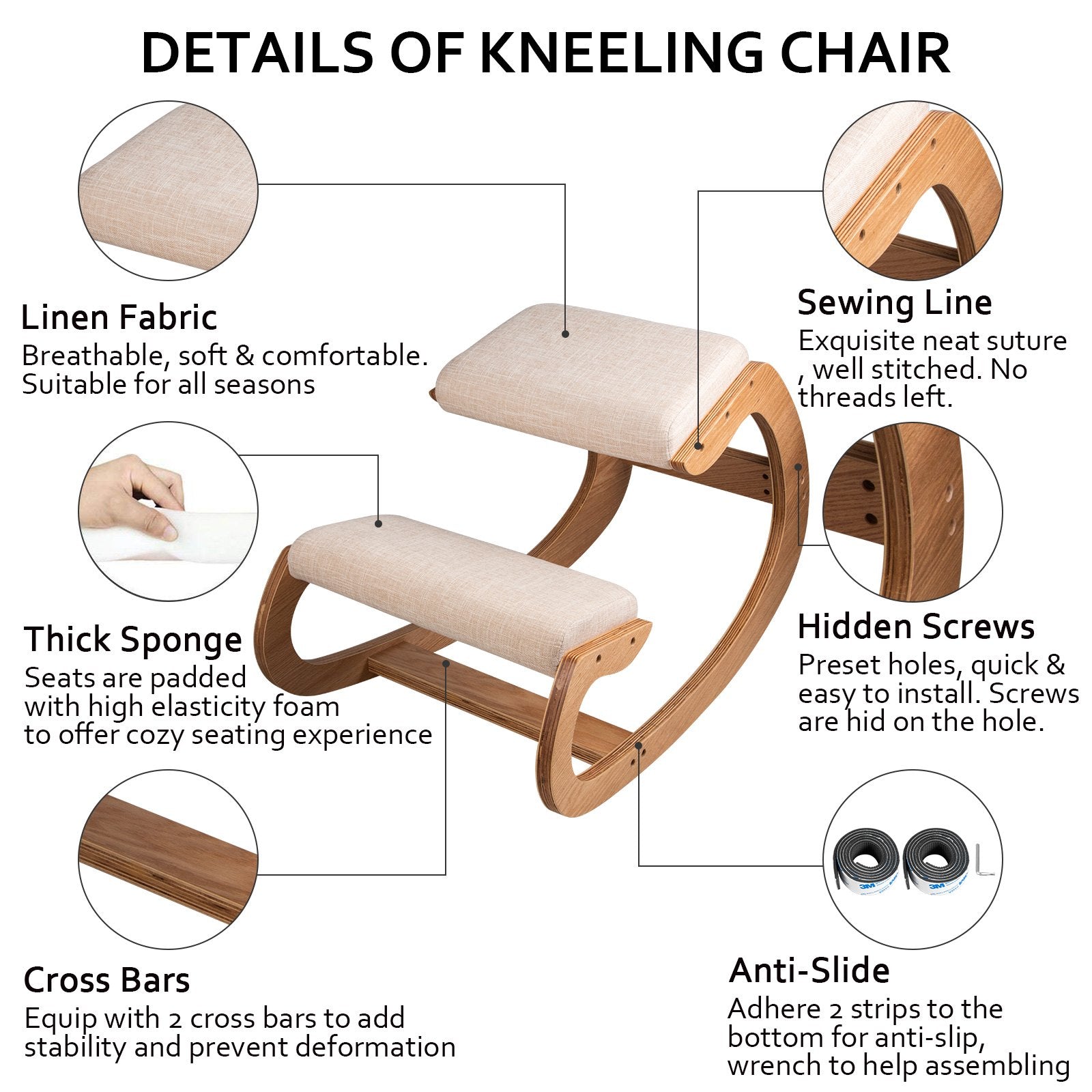 Ergonomic Kneeling Chair Heavy Duty Better Posture Kneeling Stool Office Chair Home for Body Shaping Relieveing Stress Meditation Desk Computer Kneeling Stool Chair - Image 9