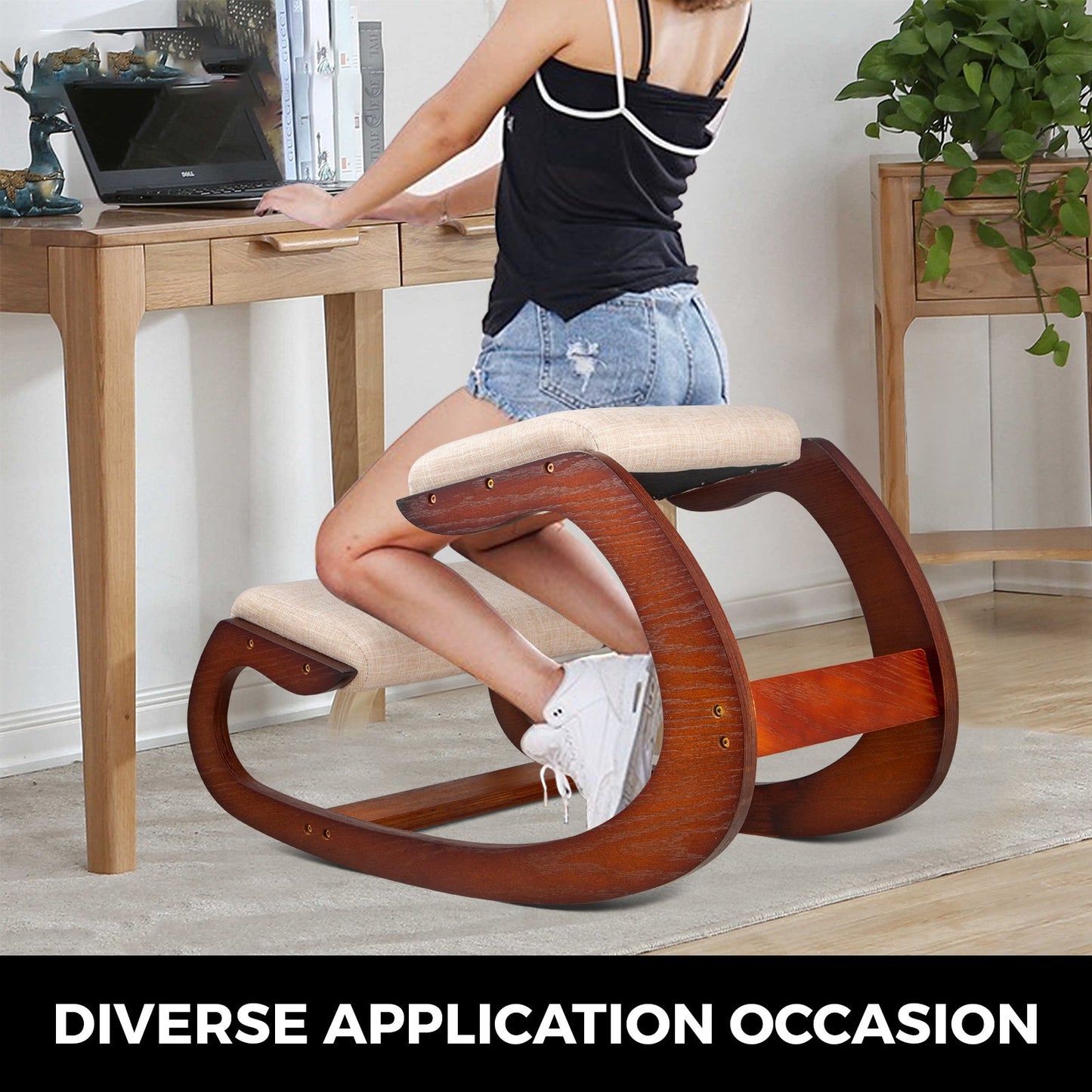 Ergonomic Kneeling Chair Wooden Neck Pain Relief Relieve Fatigue Wood Stool - Image 7