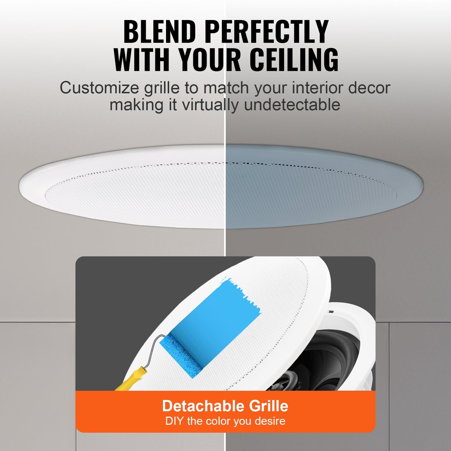 165.1 mm in Ceiling Speakers, 150-Watts, Flush Mount Ceiling & in-Wall Speakers System with 8ΩImpedance 89dB Sensitivity, for Home Kitchen Living Room Bedroom or Covered Outdoor Porches, Single - Image 4