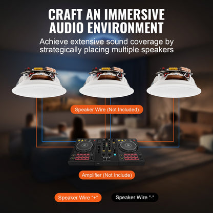 165.1 mm in Ceiling Speakers, 150-Watts, Flush Mount Ceiling & in-Wall Speakers System with 8ΩImpedance 89dB Sensitivity, for Home Kitchen Living Room Bedroom or Covered Outdoor Porches, Single - Image 6