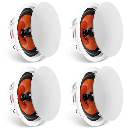 4 PCs 203.2 mm in Ceiling Speakers, 100-Watts, Flush Mount Ceiling & in-Wall Speakers System with 8ΩImpedance 89dB Sensitivity, for Home Kitchen Living Room Bedroom or Covered Outdoor Porches