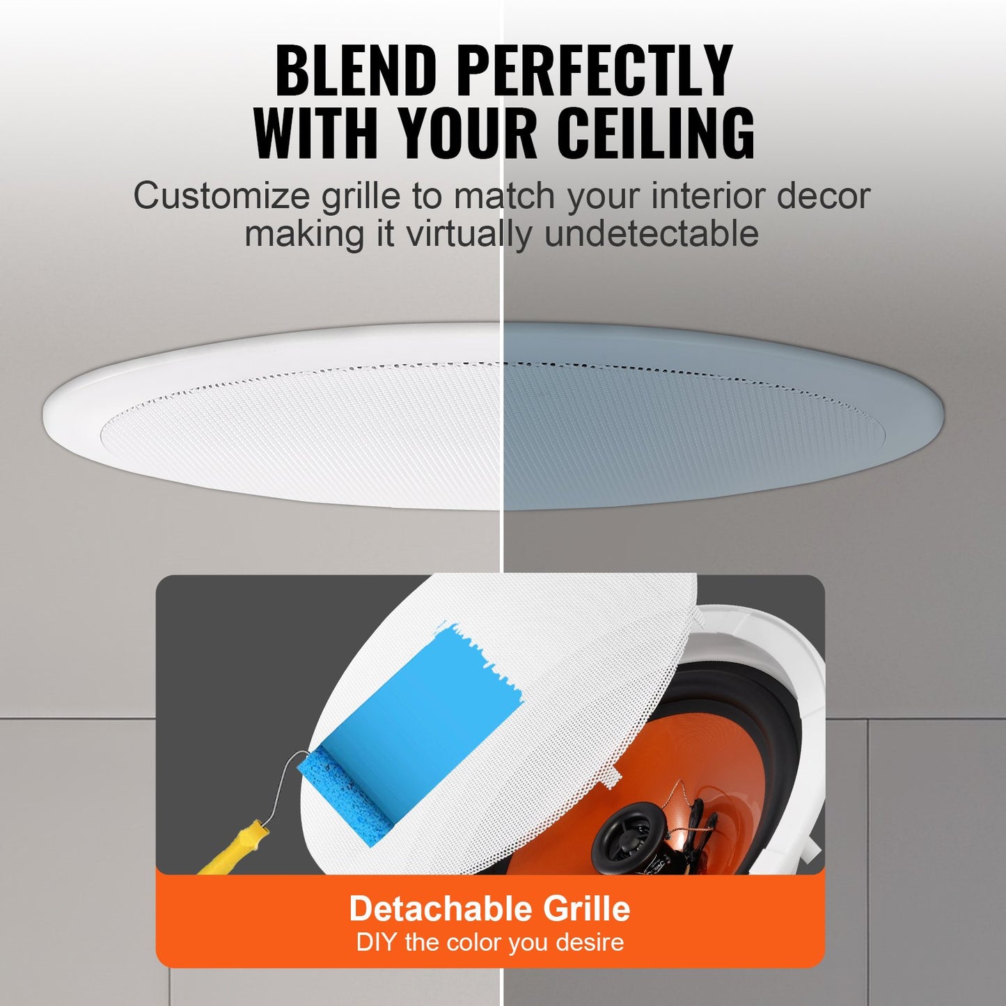 4 PCs 203.2 mm in Ceiling Speakers, 100-Watts, Flush Mount Ceiling & in-Wall Speakers System with 8ΩImpedance 89dB Sensitivity, for Home Kitchen Living Room Bedroom or Covered Outdoor Porches - Image 4