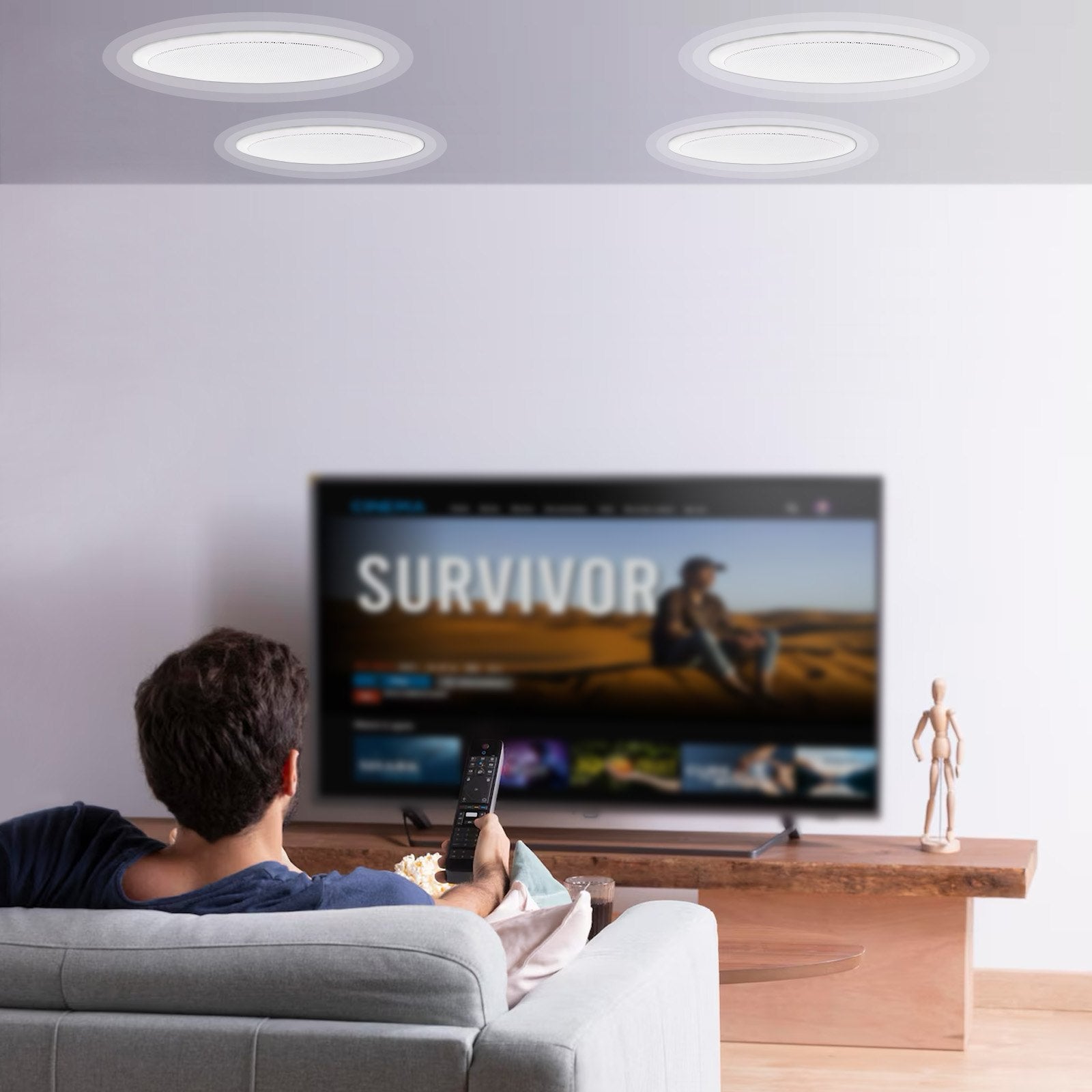 4 PCs 203.2 mm in Ceiling Speakers, 100-Watts, Flush Mount Ceiling & in-Wall Speakers System with 8ΩImpedance 89dB Sensitivity, for Home Kitchen Living Room Bedroom or Covered Outdoor Porches - Image 8