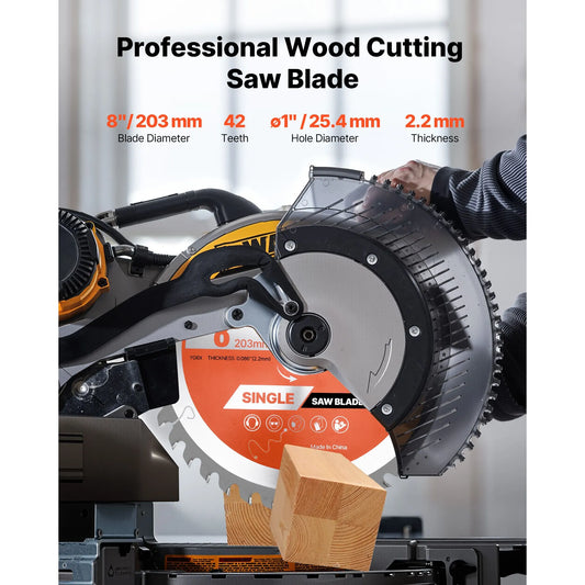 Circular Saw Blade, 203 mm Diameter, 42 Sharp Alloy Teeth, 25.4mm Arbor, Fine Finish, Wood Cutting Blade for Circular Saw, with Noise-Reducing Heat Vents, for Cutting Plywood, OSB, and Hardwood - Image 2