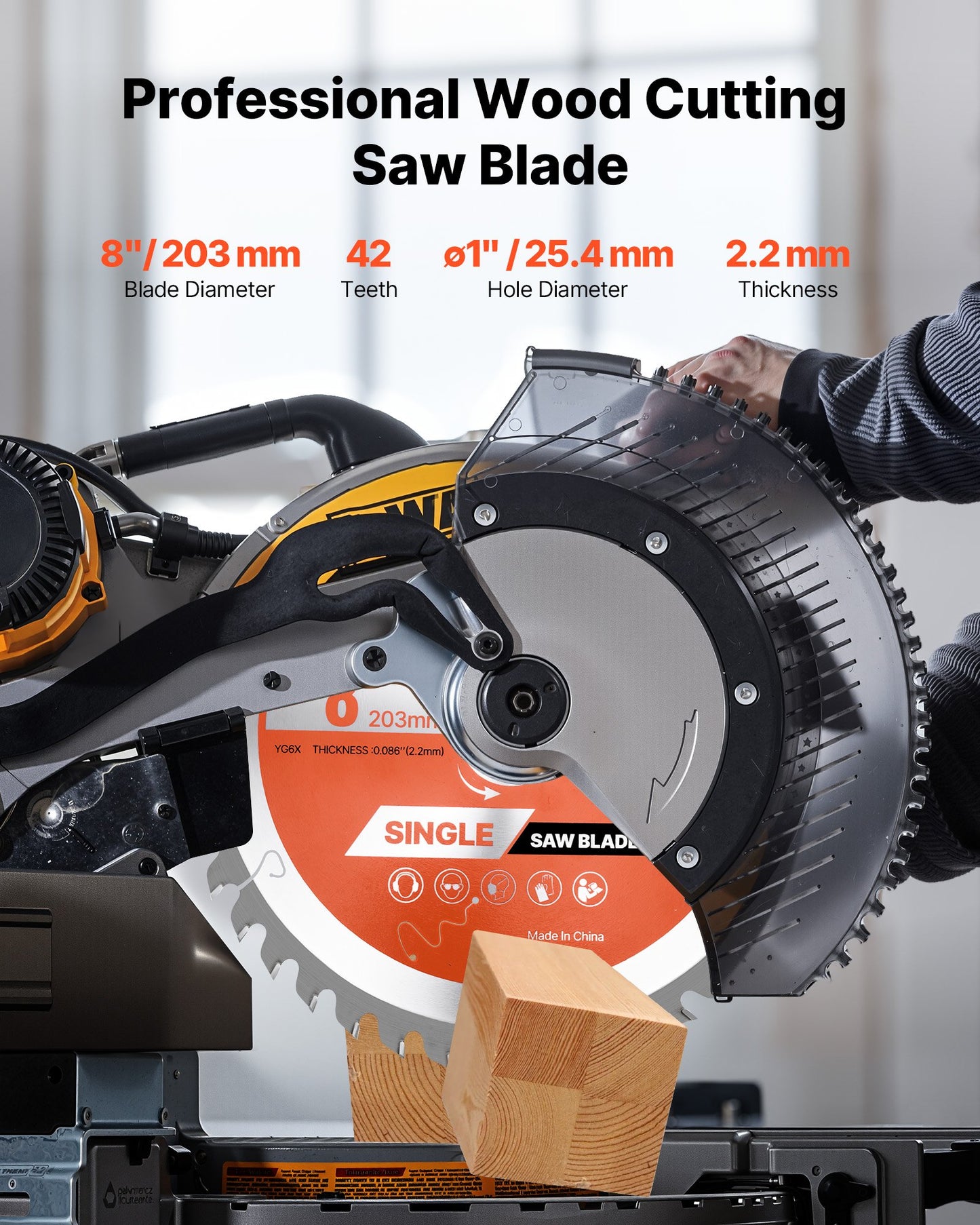 Circular Saw Blade, 203 mm Diameter, 42 Sharp Alloy Teeth, 25.4mm Arbor, Fine Finish, Wood Cutting Blade for Circular Saw, with Noise-Reducing Heat Vents, for Cutting Plywood, OSB, and Hardwood - Image 2